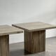Set of Two Mid-Century Modern Side Tables in Travertine, Urban Wabi Style, Pair