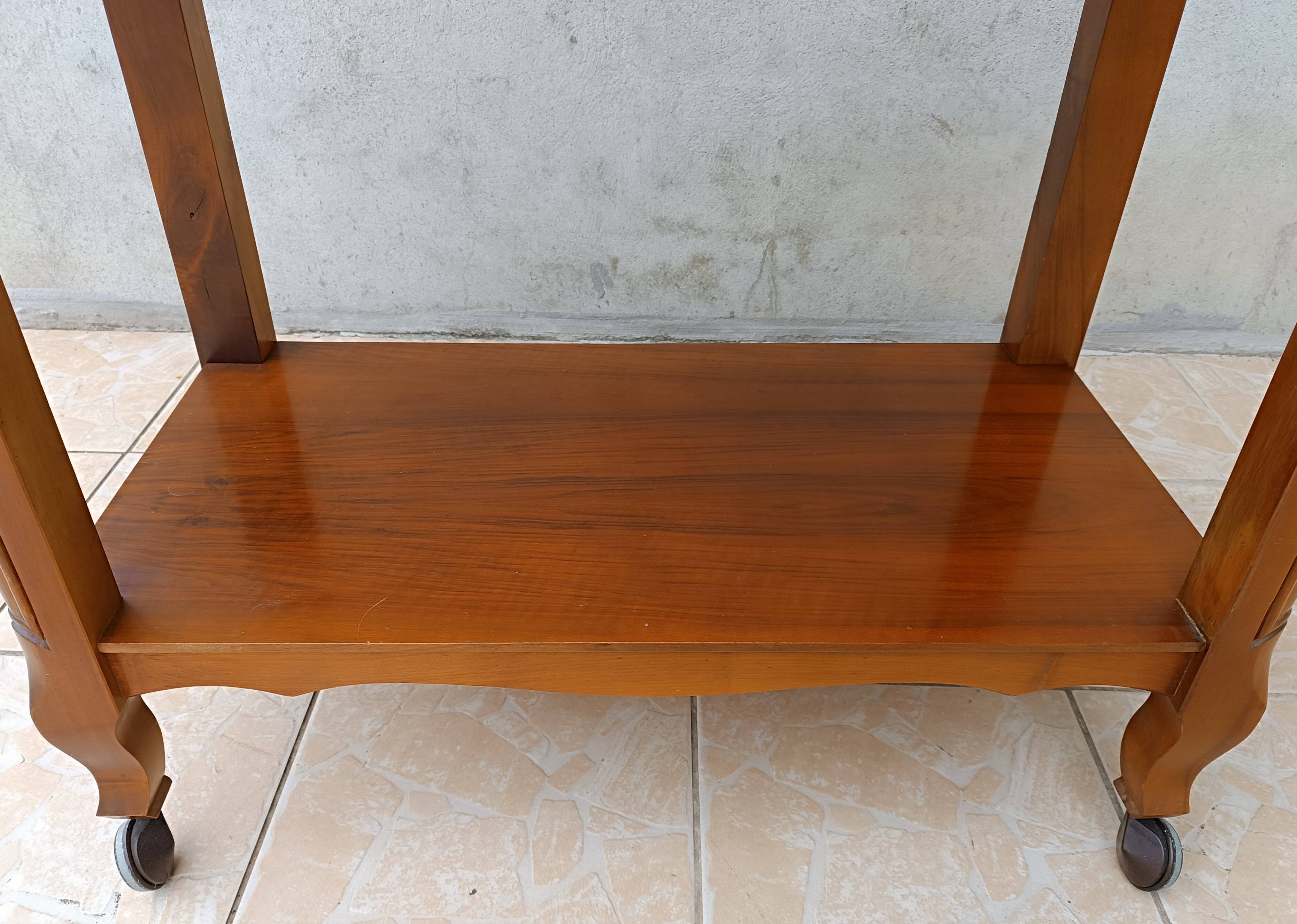 English-style cherrywood serving trolley