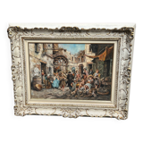 M. Elitzo "Market scene" Oil on canvas