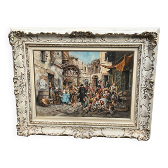 M. Elitzo "Market scene" Oil on canvas