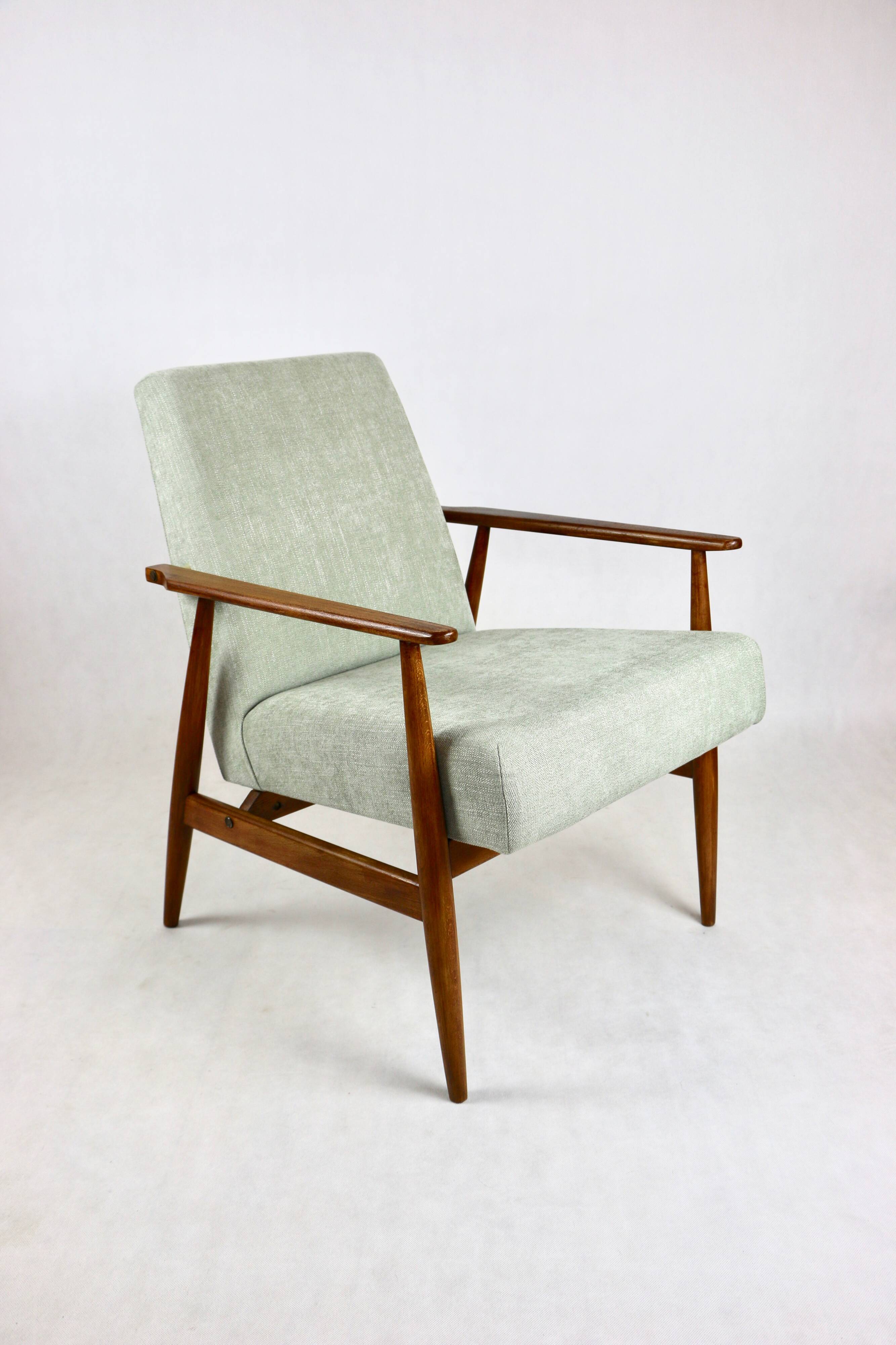 Fauteuil 'Lis', années 1970, vert clair, design Henryk Lis - bois naturel