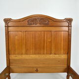 Art Nouveau twin beds in carved solid oak, France, circa 1910