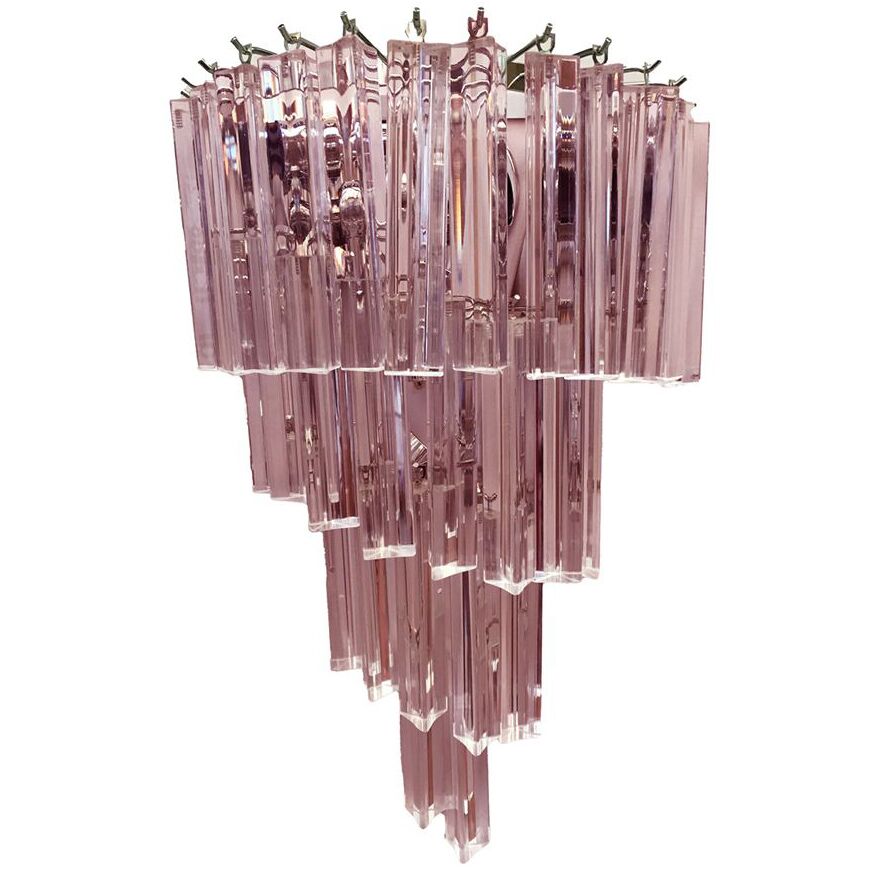 Pink triedro murano glass twister wall sconce