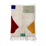 Moroccan Berber carpet blessed ouarain ecru with colorful patterns 255x156cm