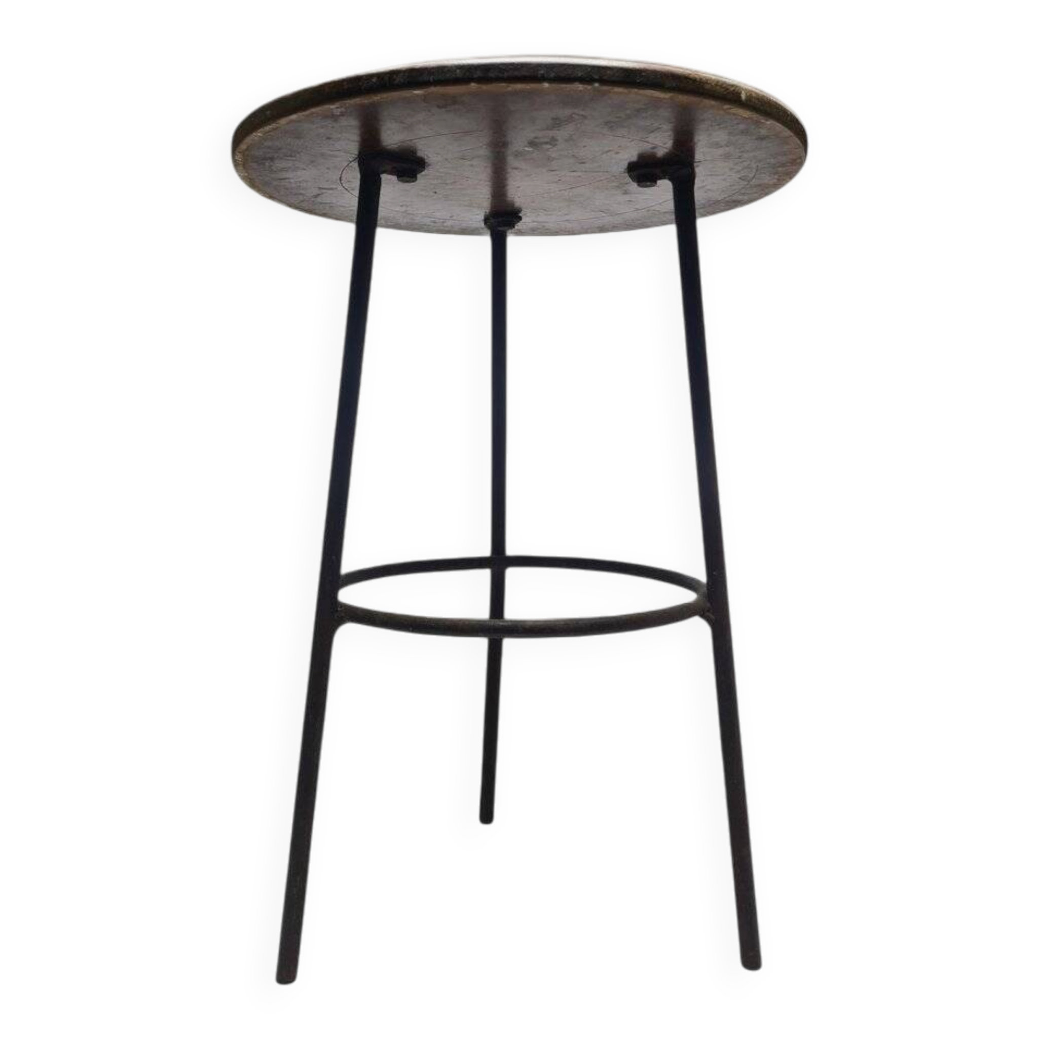 Postmodern brutalist iron and wooden plant stand, Poland, 1970s