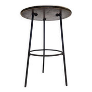 Postmodern brutalist iron and wooden plant stand, Poland, 1970s