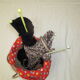 Vintage rattan basket for knitting and work