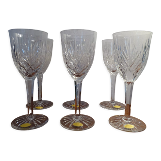 6 verres vin rouge cristal de Lorraine taillé anciens