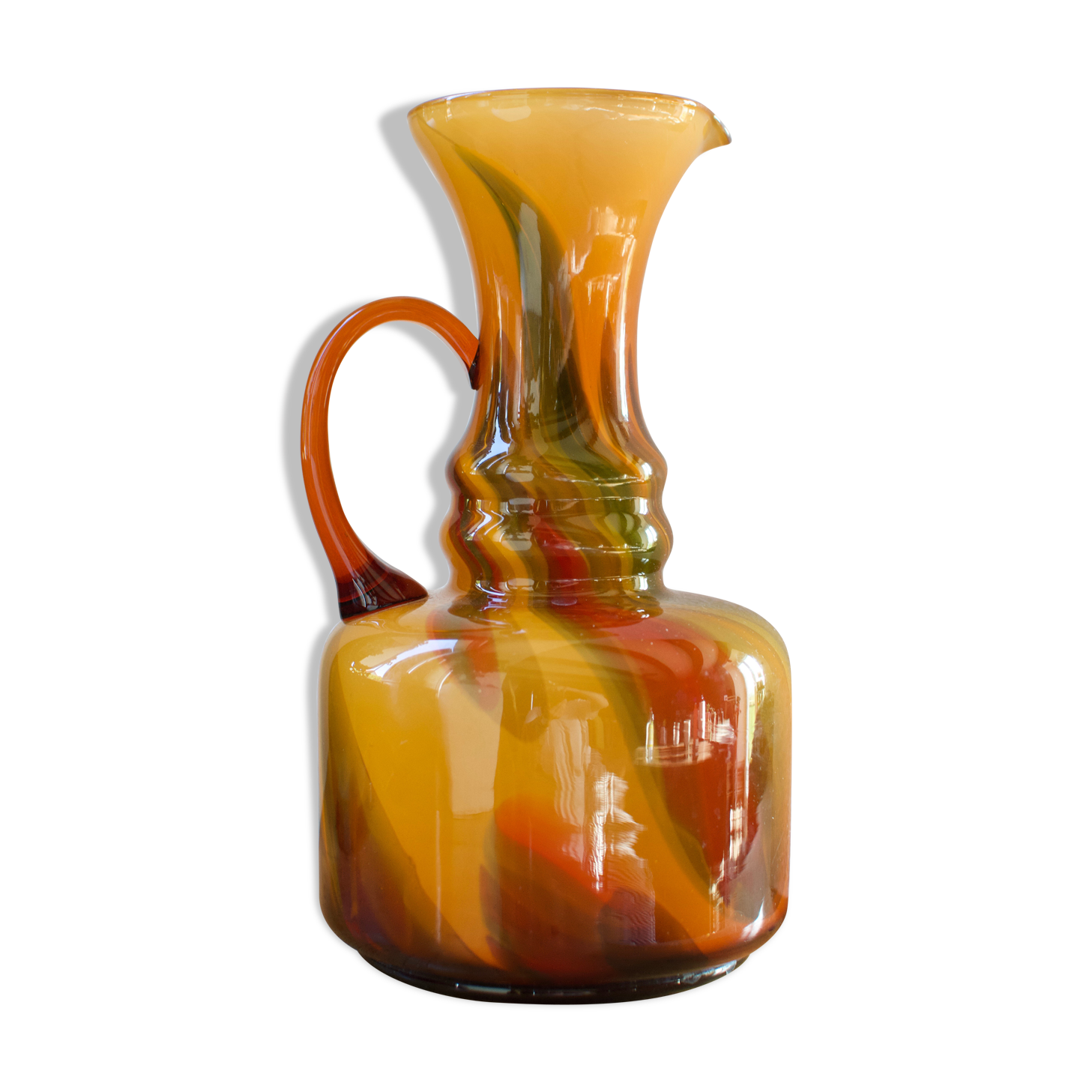 Blown marbled glass carafe