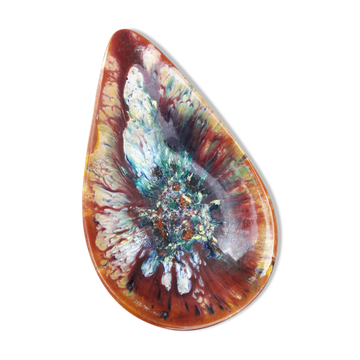 Vide poche en grès flammé du Morvan marron L 22,5 cm