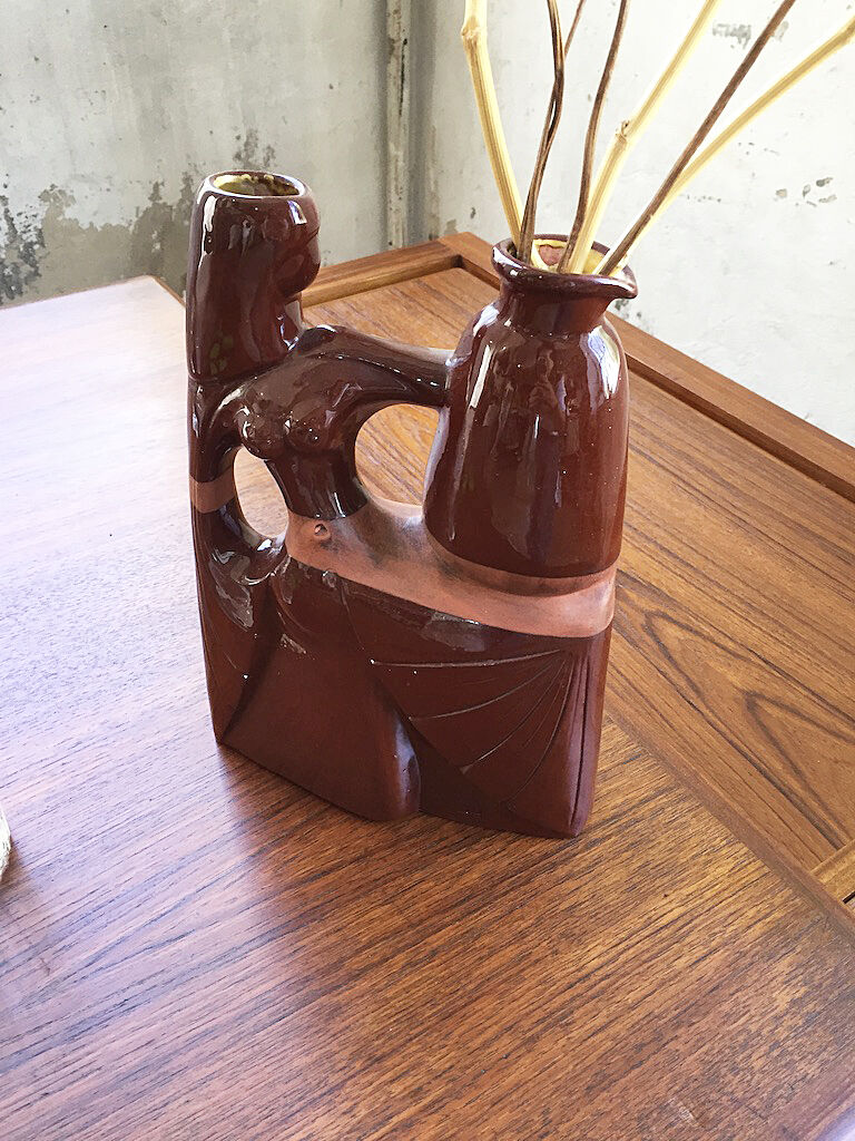 Ceramic pitcher vase polymorphic woman art deco