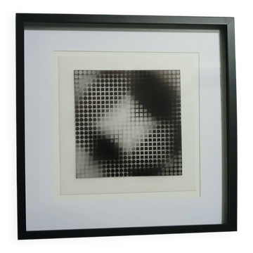 Tableau Vintage Art Optique - Victor Vasarely - Cadre 40x40cm