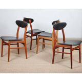 Set of 4 vintage wooden chairs in Scandinavian style, 1960.