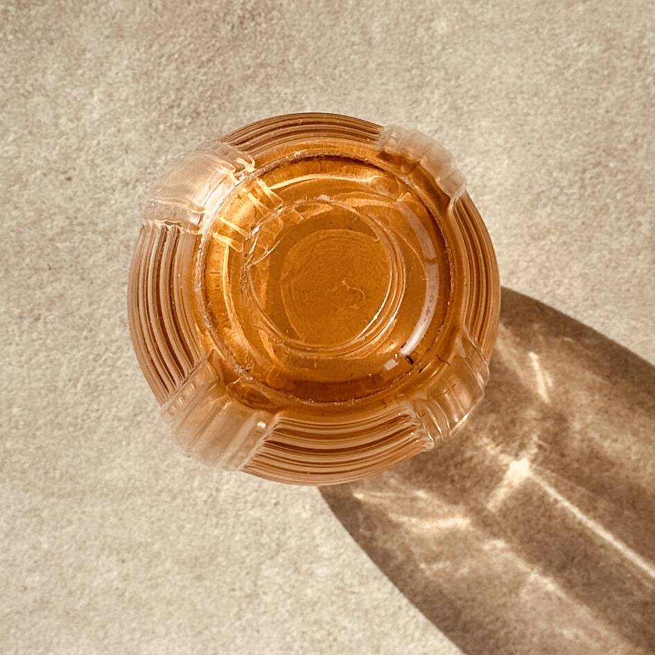 Pair of Vintage Amber Glass Vases - 70s Retro Elegance