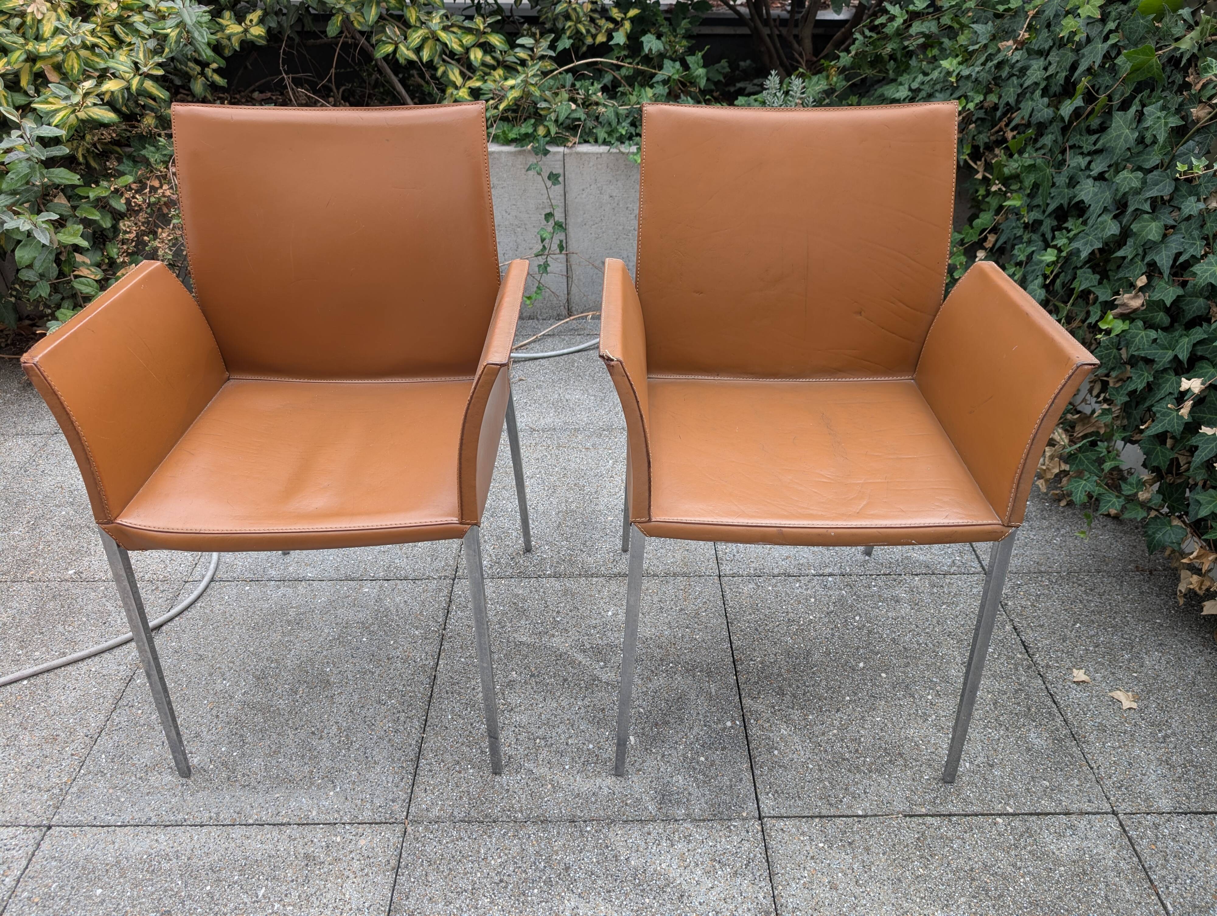 Paire de fauteuils Lia par Roberto Barbieri pour Zanotta — Cuir cognac