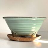 Vintage ceramic tripod pot and saucer