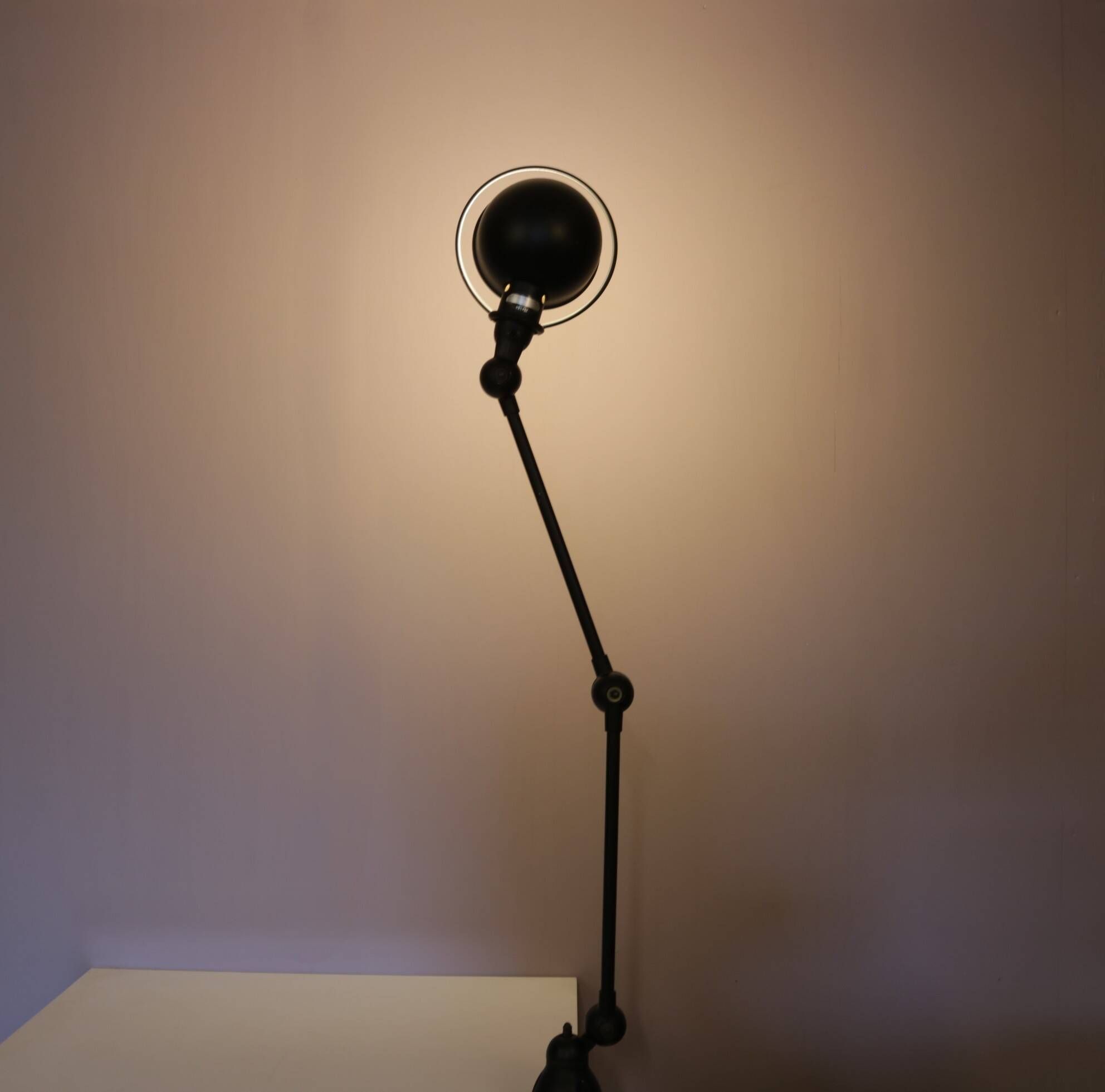 1950s Table clamp lamp in black metal, recent edition model SI332/ Jieldé,