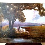 Large dipinto paesaggio firmato longoni anni 30 - 101 x 71