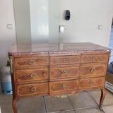 Transition Style Chest of Drawers – Marquetry & Perfect Red Marble