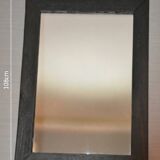 Artisanal Burnt Wood Mirror (108x78 cm) – Industrial / Japandi Style
