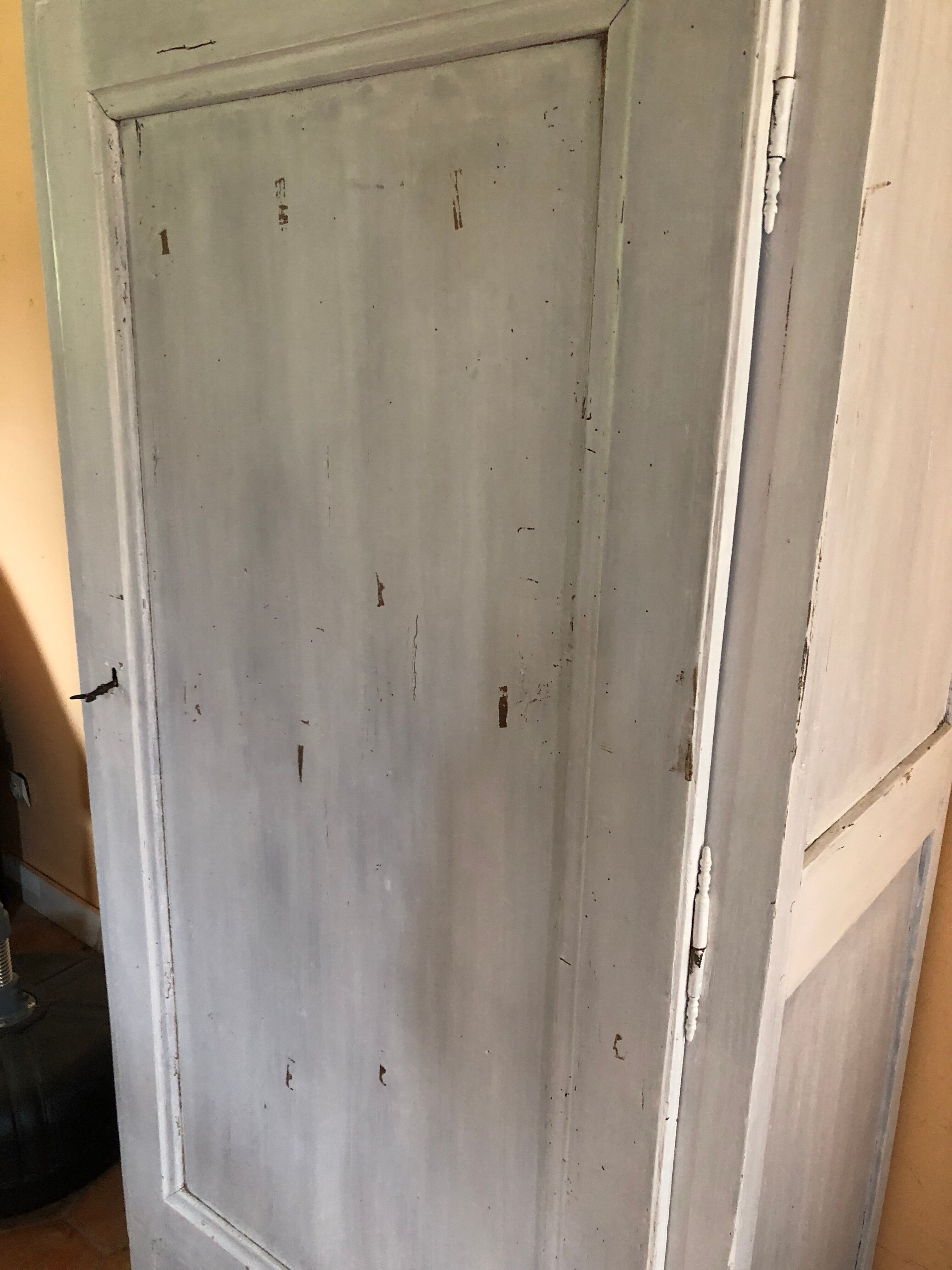 Wardrobe a door in white wood painted gray