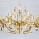 Mid century hollywood regency palwa gilt brass and crystal chandelier