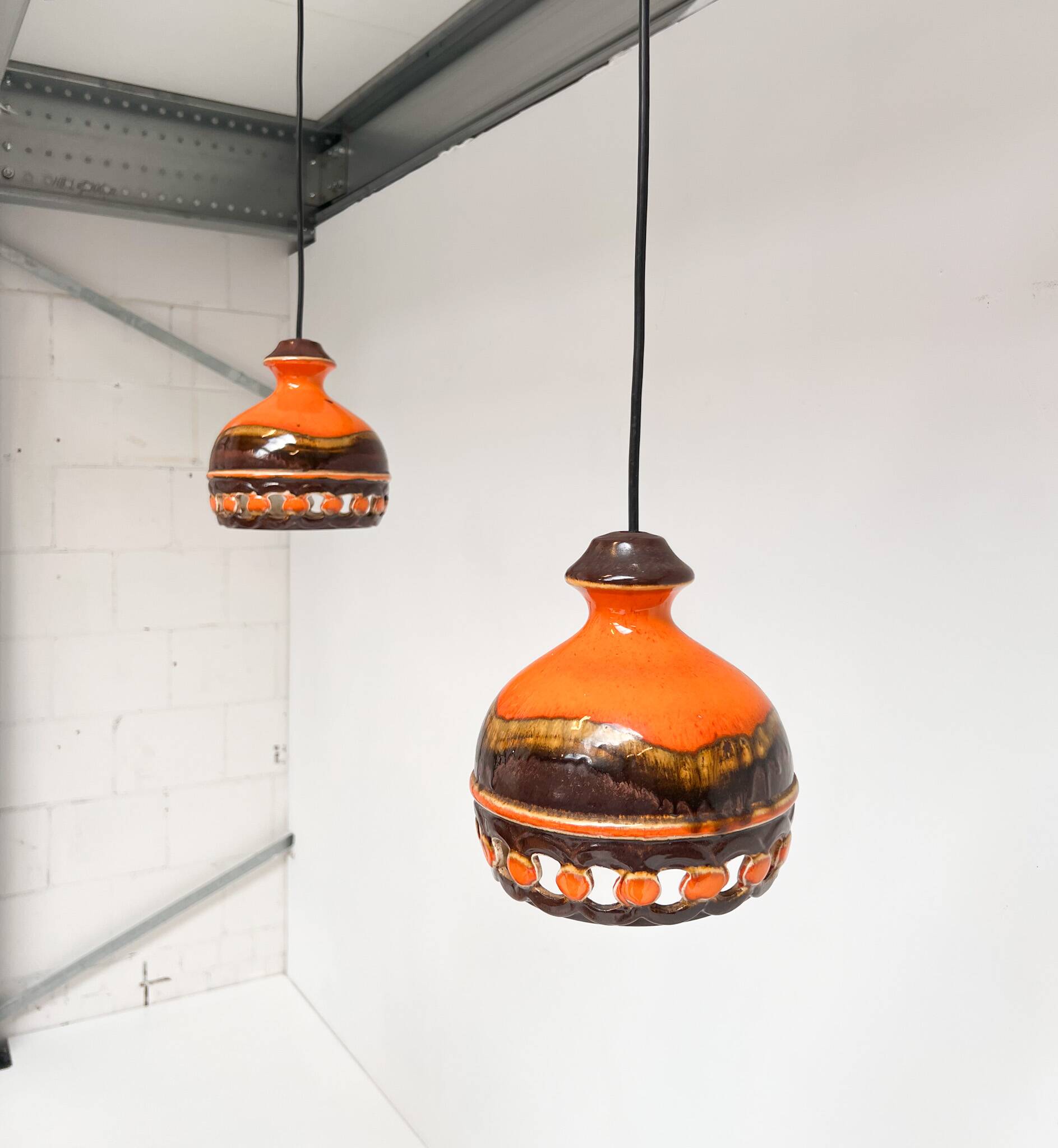Set of 2 ceramic ceiling lamps by PAN Leuchten, 1970s