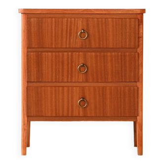 Scandinavian chest of drawers with three drawers and metal details