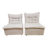 Pair of vintage white safari armchairs 1970