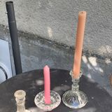 Set of 3 glass and crystal candle holders, Arques crystal, vintage