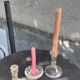 Set of 3 glass and crystal candle holders, Arques crystal, vintage
