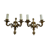 Lot of 2 electric applied wall gilded metal