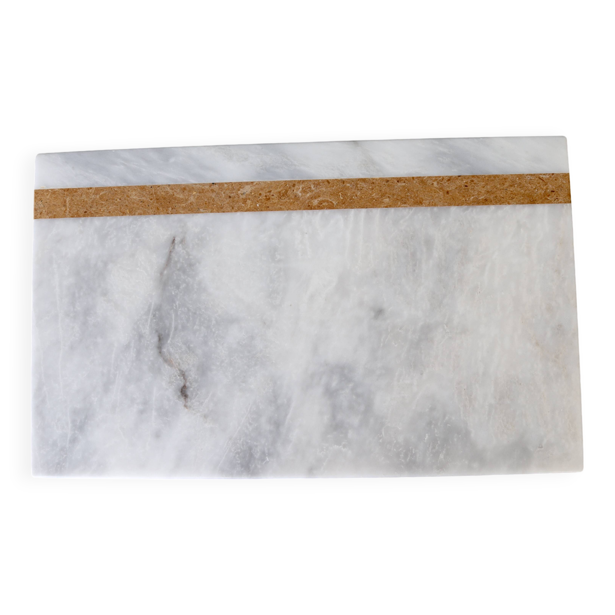 Salvatore – Rectangular serving tray in natural white marble