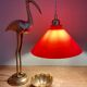 Vintage lampshade pendant light in red and white opaline
