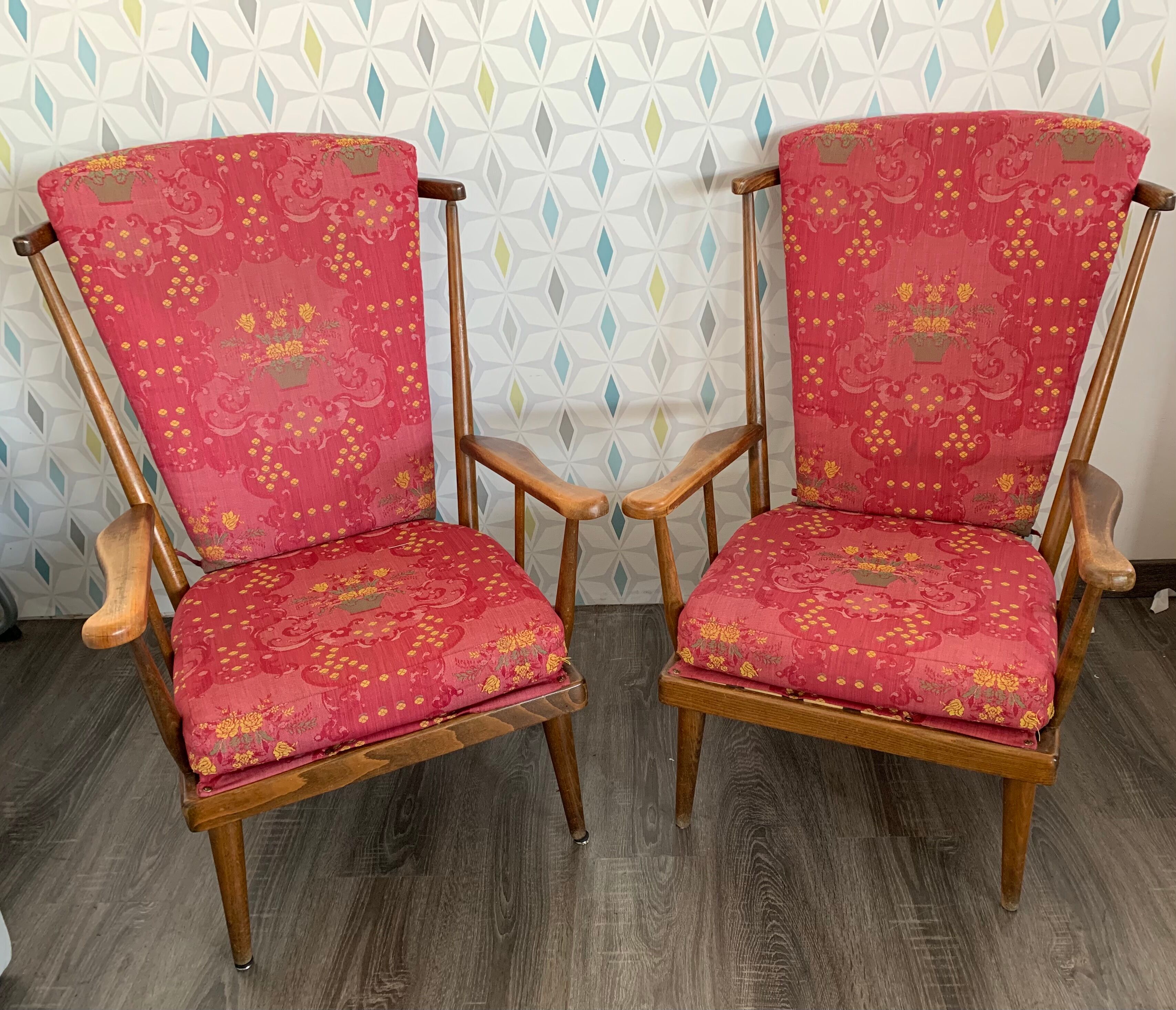 Paire fauteuils Baumann éventail
