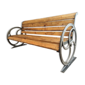 Banc de jardin ancien en fonte avec poutres anciennes 210 cm