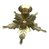 Brass candlestick in the shape of holly leaves _ bohemian chic candlestick