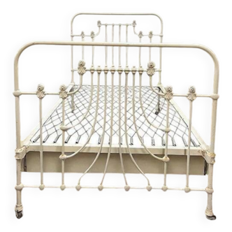 Vintage French cast iron bed: headboard and footboard frame