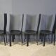 Vintage black leather dining chairs, set of 4, 1980s
