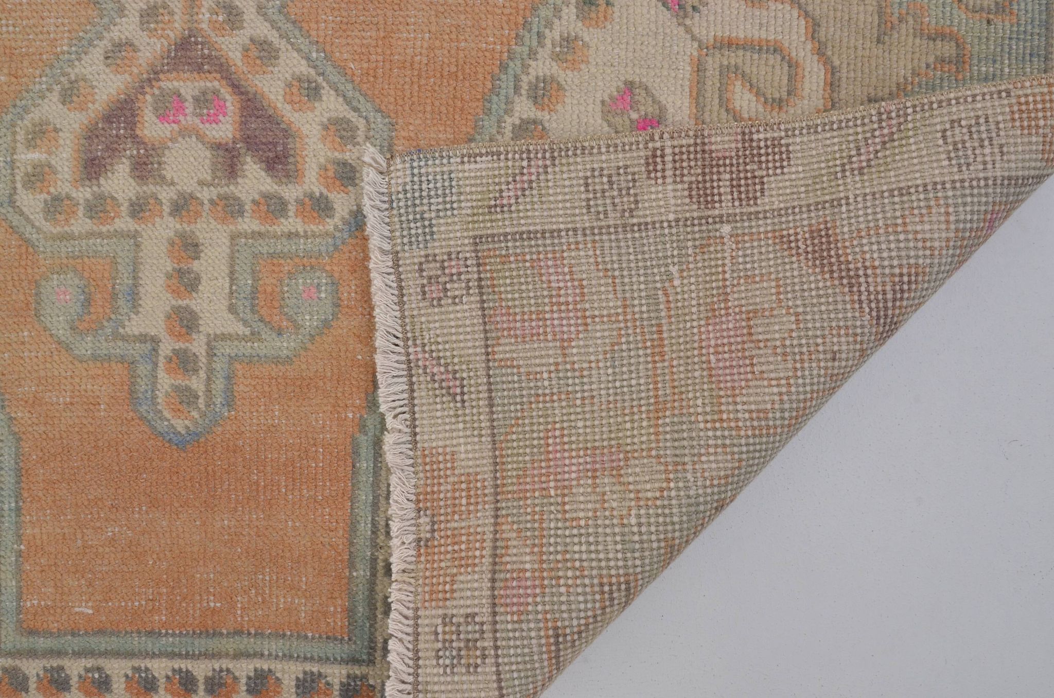 Orange & Beige Turkish Vintage Rug sku 2555