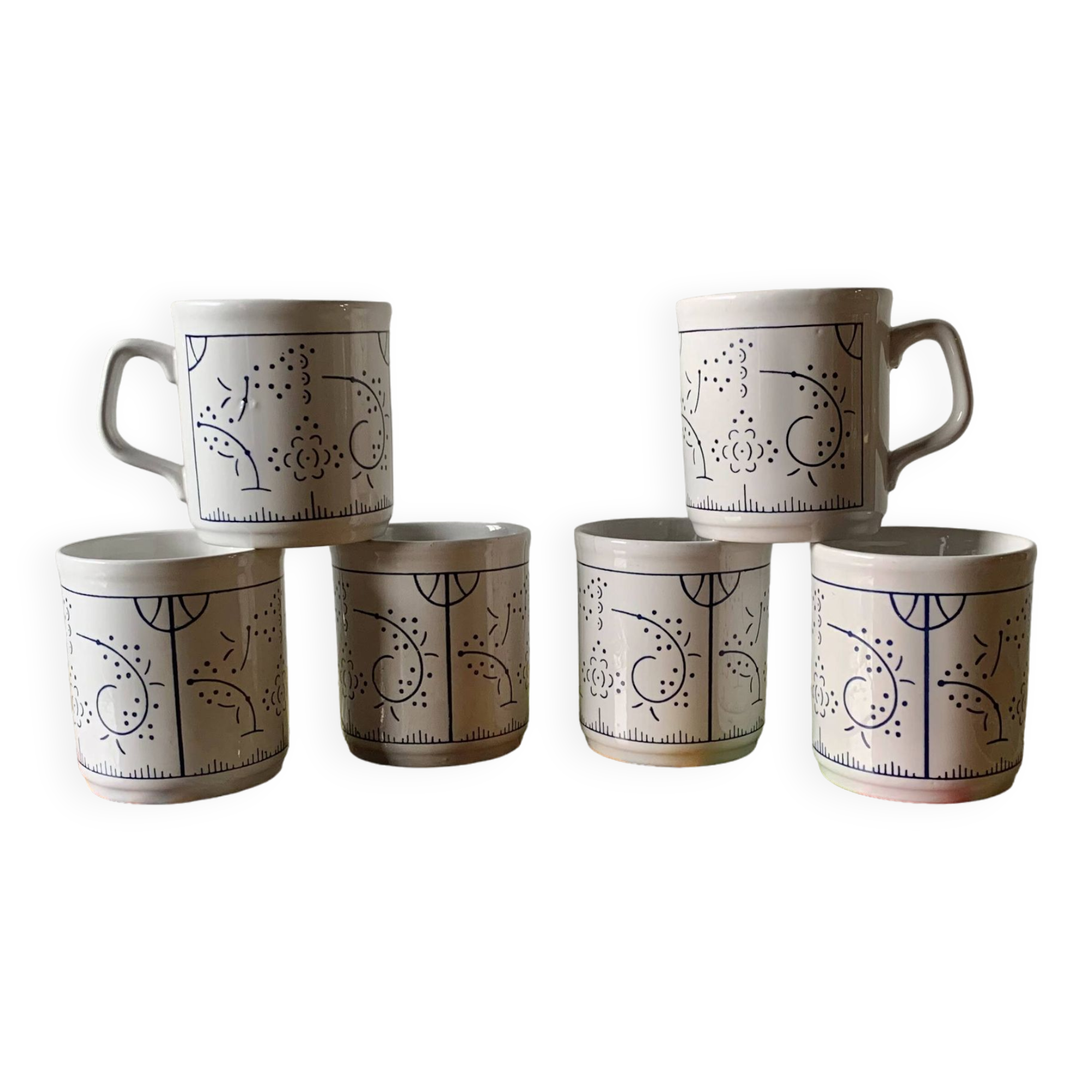 Set of 6 vintage cups Distri Boch Seca England decor Copenhagen