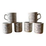 Set of 6 vintage cups Distri Boch Seca England decor Copenhagen
