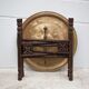 Moroccan coffee table, wooden table with removable brass top, brass top, tea table, vintage