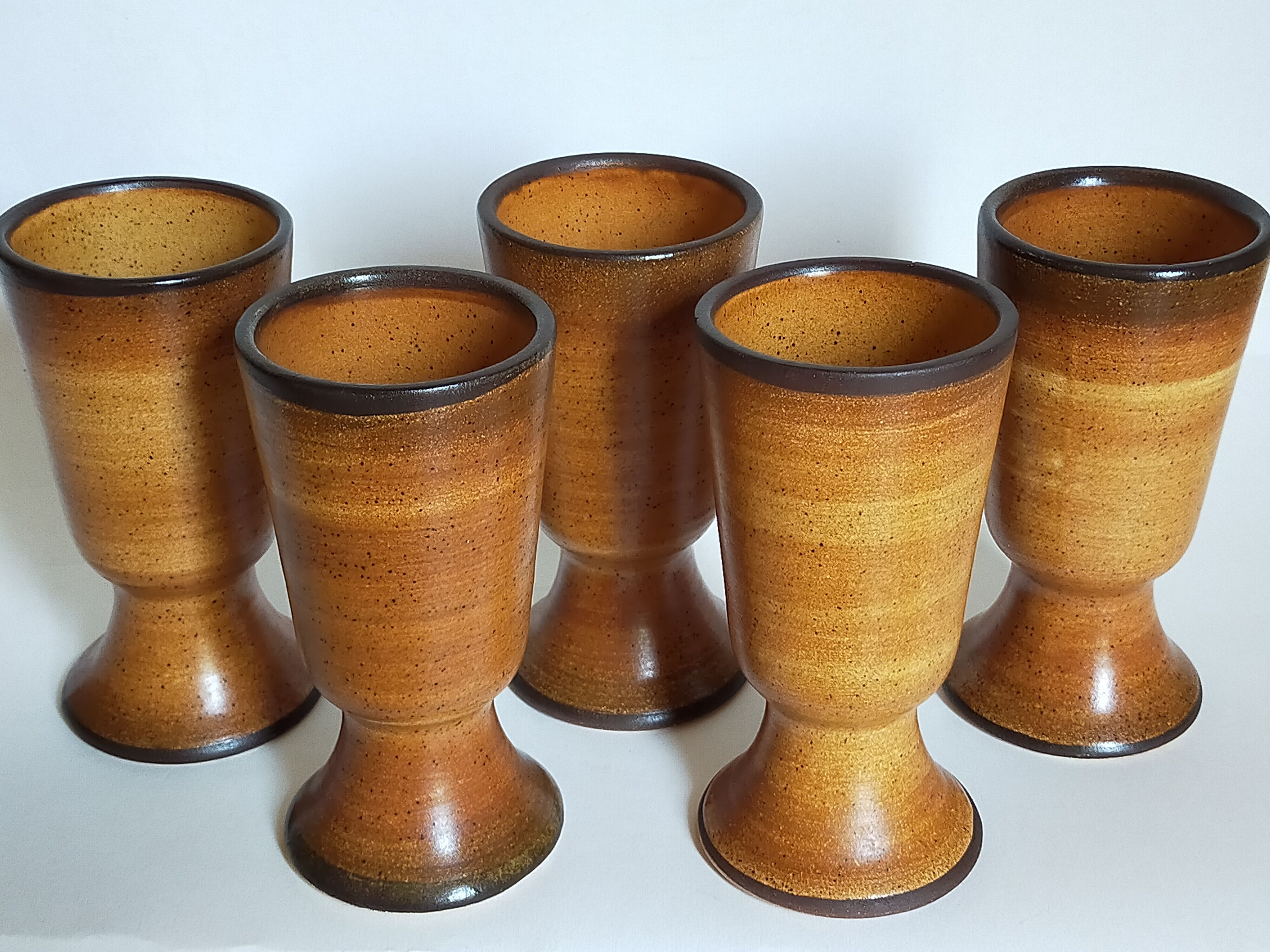 Five earthenware mazagrans from Saint-Amand vintages service"Meylan"