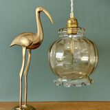 XL vintage globe pendant light in amber glass