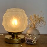 Vintage art deco globe table lamp in frosted glass