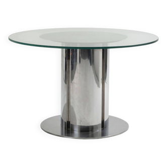 TABLE À MANGER EN VERRE ET CHROME, ANTONIA ASTORI, 1960s