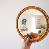 Vintage rattan sun mirror