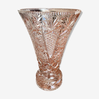 Cut crystal vase on foot