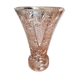 Cut crystal vase on foot